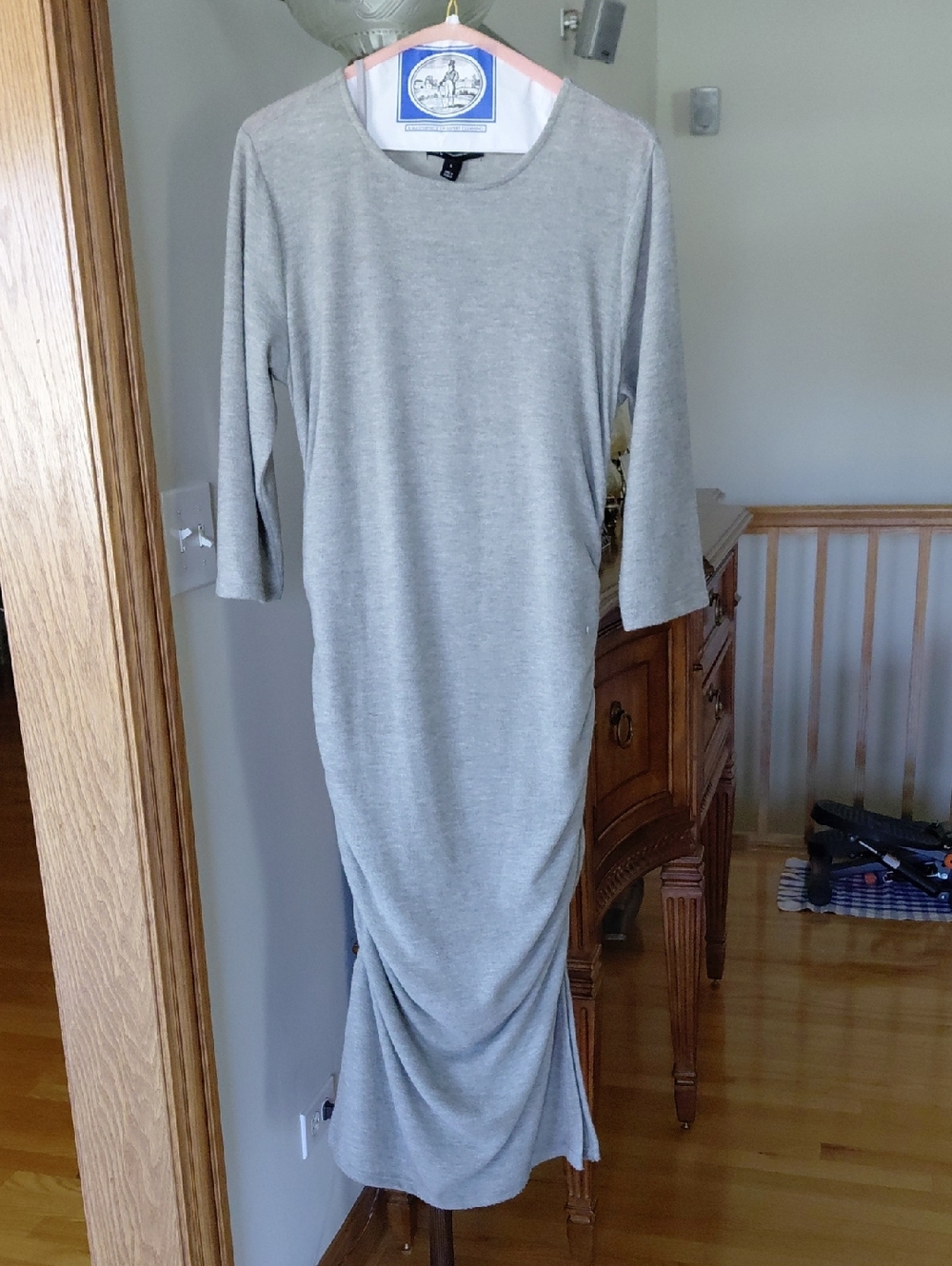 INC International Concepts Heather Gray Long Sleeve Maxi Dress